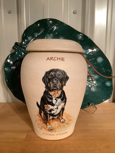 CUSTOM Pet Portrait Urn for Large Dog Up to 75 lbs