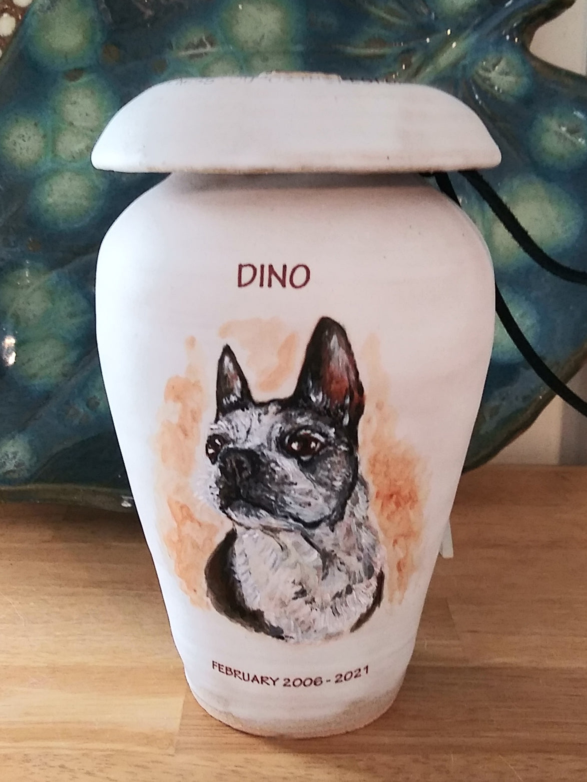 CUSTOM Pet Portrait Urn for Small Dog Up to 25 lbs